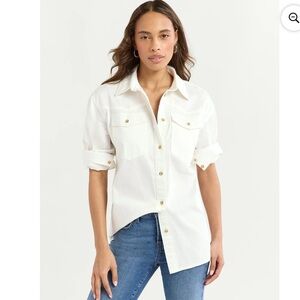 Sofia Jeans Women’s Oversized Boyfriend Shirt with Long Sleeves White Medium